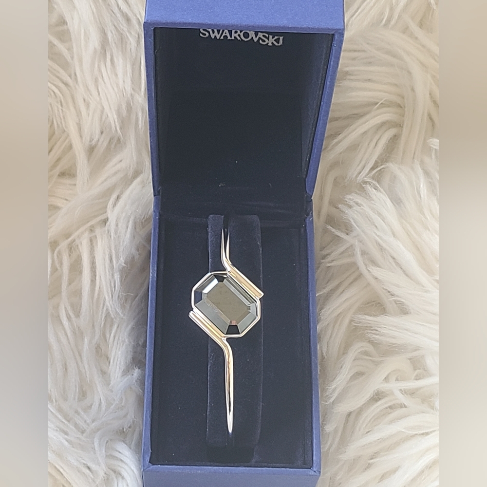 Swarovski Crystal Bangle Jet Hematite- New With Tags In Box